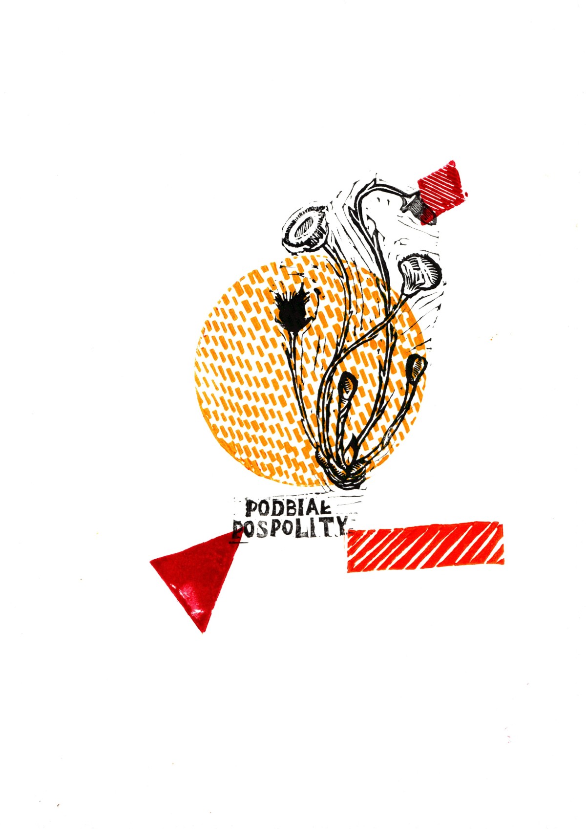 Linocut print The white death by Sylwia Zawiślak, Disease festival, contemporary printmaking