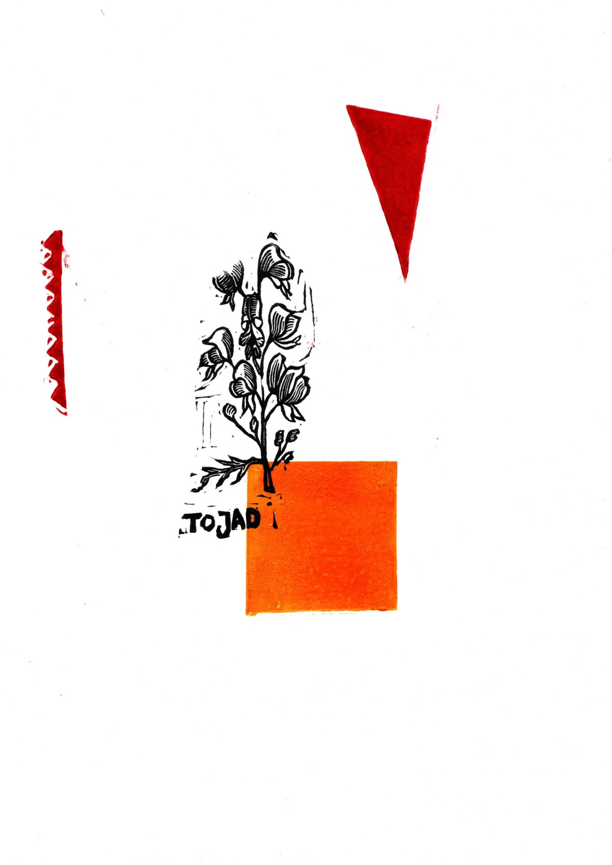 Linocut print The rabies throat by Sylwia Zawiślak, Disease festival, contemporary printmaking