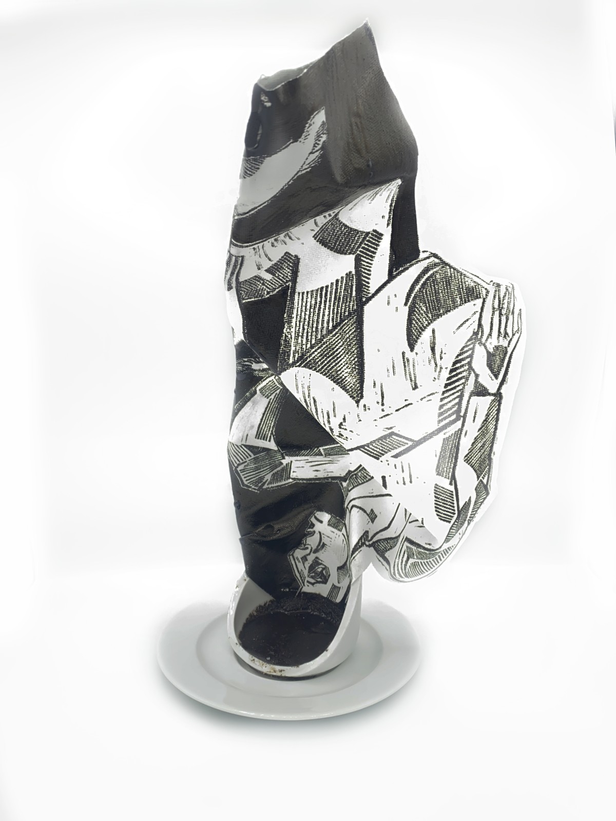 Object with linocut printed on a canvas by Sylwia Zawiślak