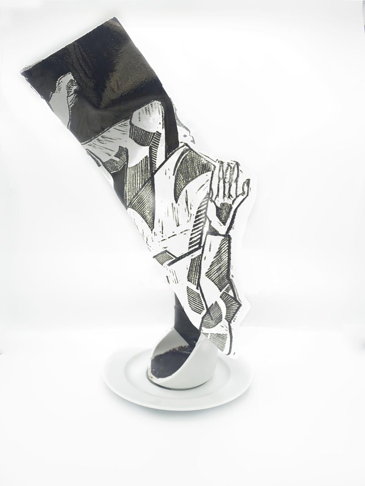Object with linocut printed on a canvas by Sylwia Zawiślak