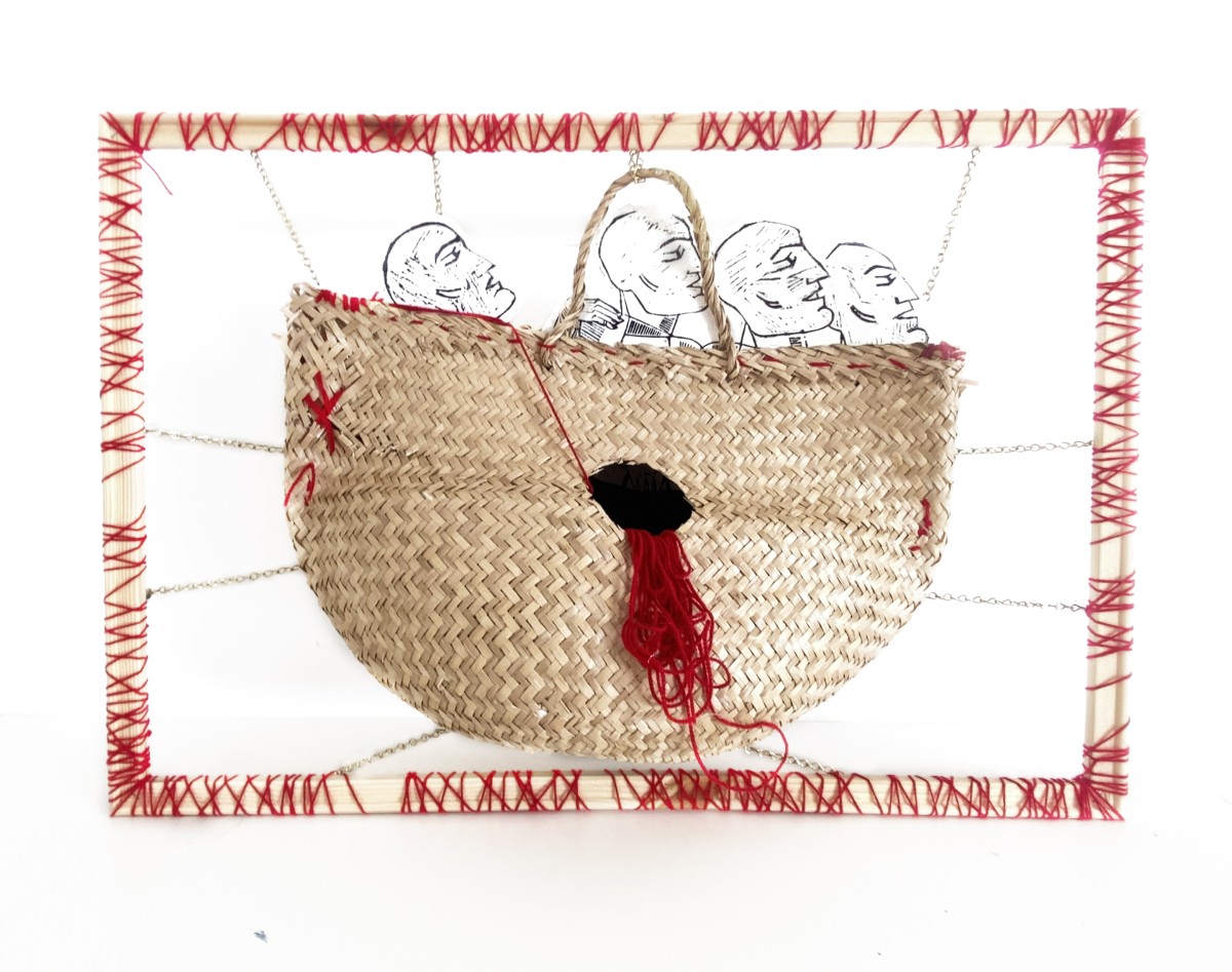 Object with linocut printed on a canvas by Sylwia Zawiślak